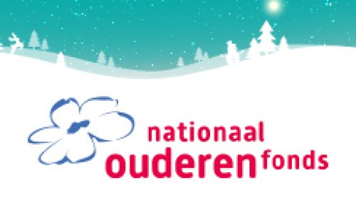 Het logo van het ouderenfonds met daarachter een winters sfeerbeeld.